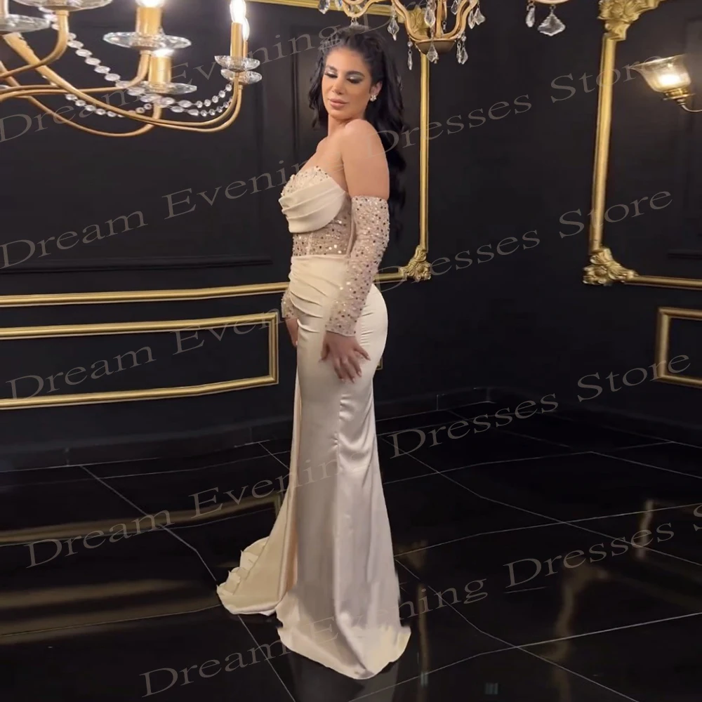 Gaun malam Modern putri duyung Wanita Klasik Royal Arab gaun Prom tanpa tali tanpa pesona elegan Vestidos De Fiesta