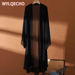 Hanfu Long Sleeved Shirt Ancient Style Draped with Thin Gauze Single Piece Dance Performance Elegant Chiffon Chinese Dress