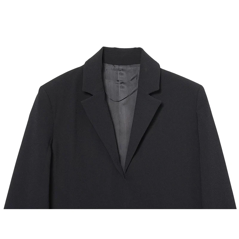 Blazersjurk Dames Lente 2026 Nieuw Zwart Elegant Kant Decoratie Damesjurken Chique Jeugd Reizen Vakantie Jurk Straat