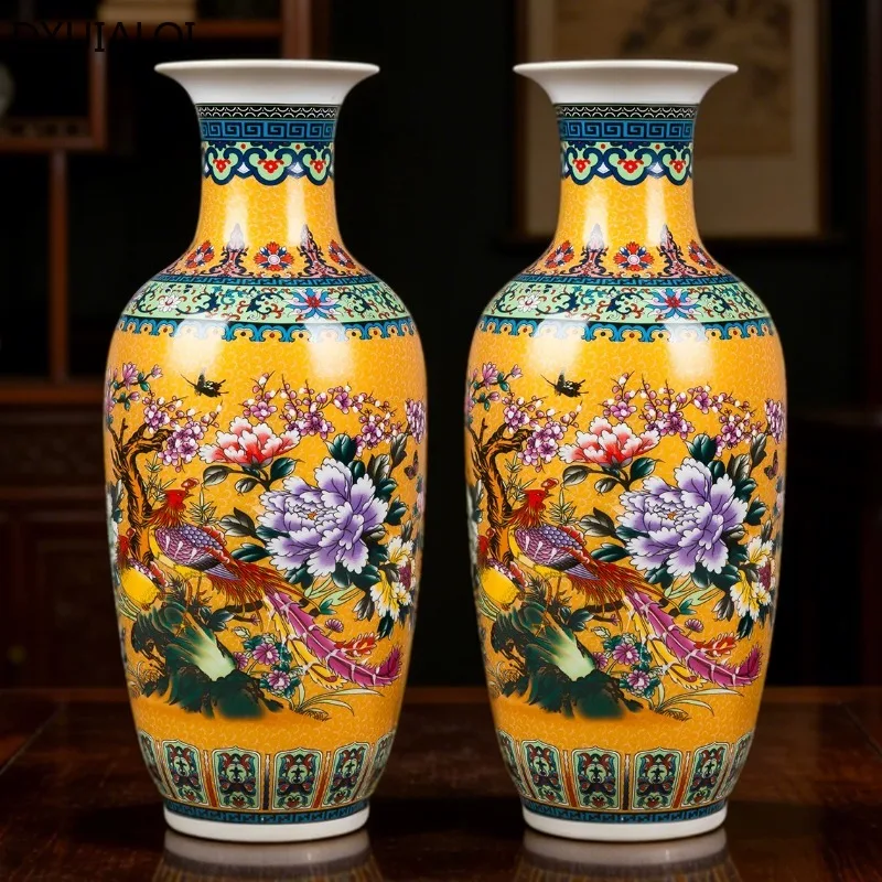 Modern Chinese Classical Style Jingdezhen Tabletop Decoration Flower Vase and Plate with Stander Ceramic Vase Decoration Pot 1pc