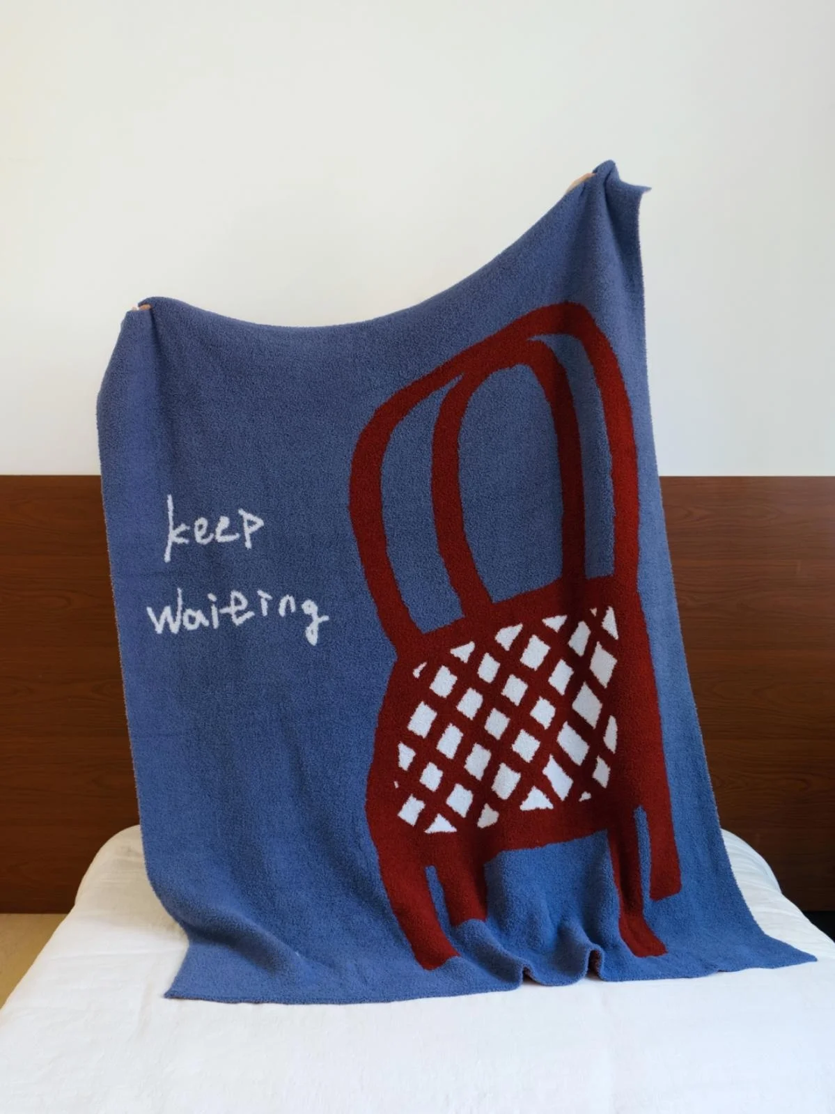 

Original FineThings Vintage Deep Blue f-Fce Blanket Knitted Sofa Living Room Nap Blanket Bede Warmth All-Season