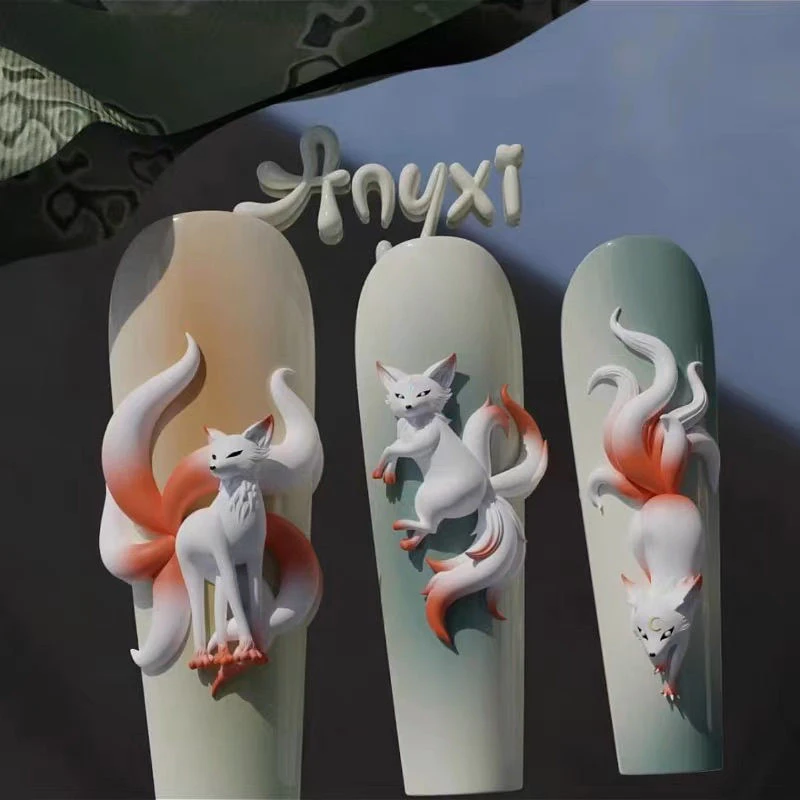 DIY Silicone Nail Mold 3D Nine-tailed Fox Three-Dimensional Nail Mold Clear Nail  Art Nail Tools  Decorations Creative 