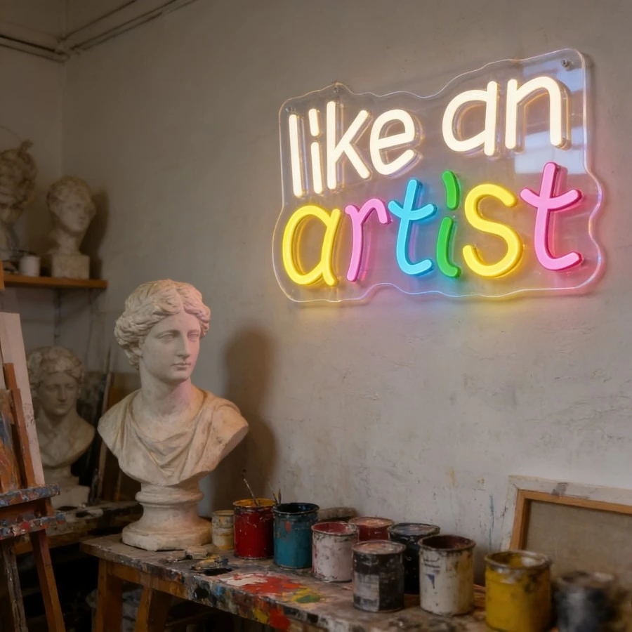 Like An Artist Neon Sign LED Light Colorful for Studio Art Desk Decor Creative Aesthetic Mood Lighting USB Rechargeable Gift