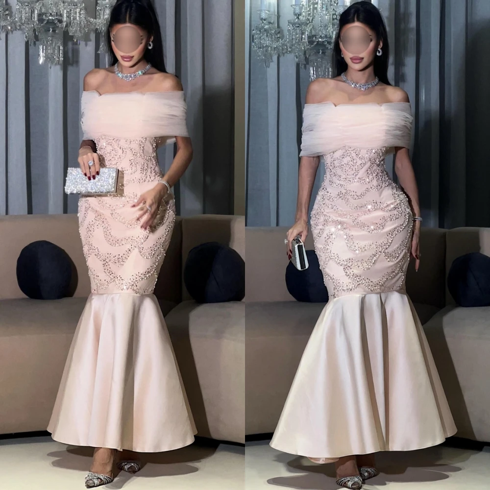 Роскошное атласное вечернее платье с вырезом лодочкой по индивидуальному заказу, простые платья русалки для выпускного вечера, современные платья с короткими рукавами для особых случаев