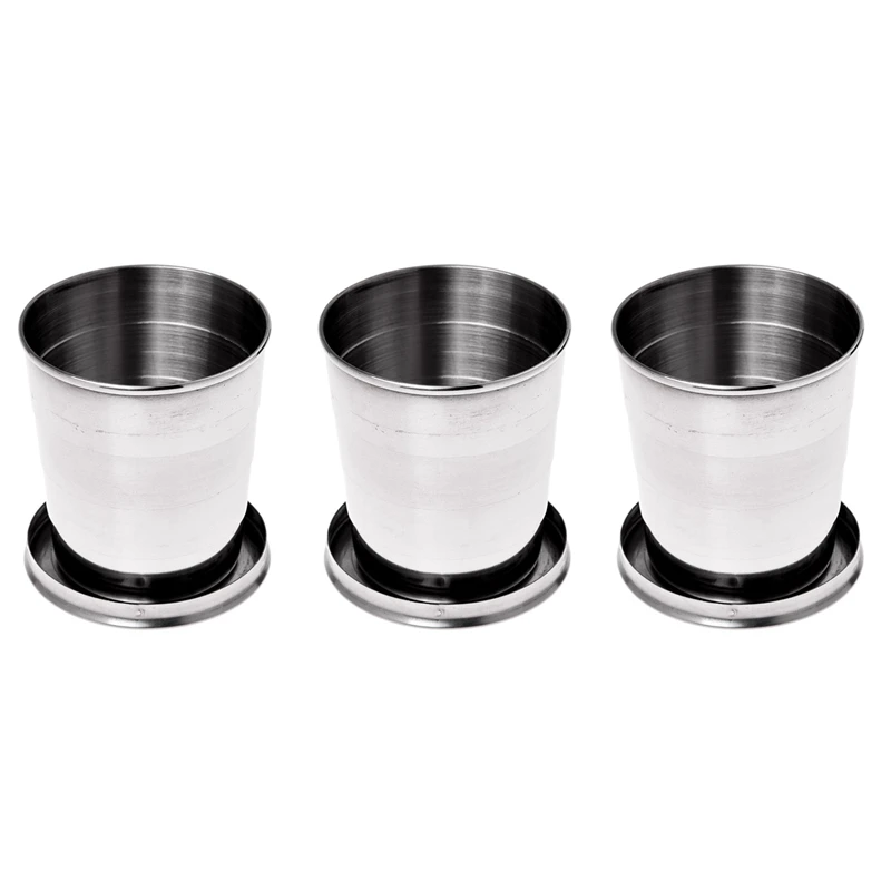 

3X Folding Cup Telescopic Cup Retractable Cup Sports Hiking Camping 240ML Keychain