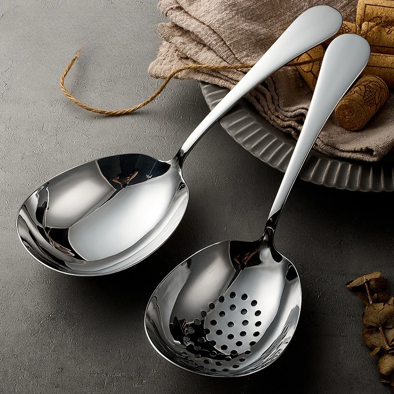 316 Stainless steel short handle soup flour thickened large head spoon household public spoon serving spoon