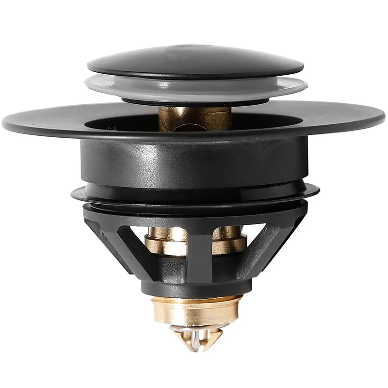 الذهب حوض للحمام بالوعة استنزاف مصافي المنبثقة العالمي النحاس قابس التصريف صنبور اكسسوارات المطبخ الحمام أدوات الأسود #4