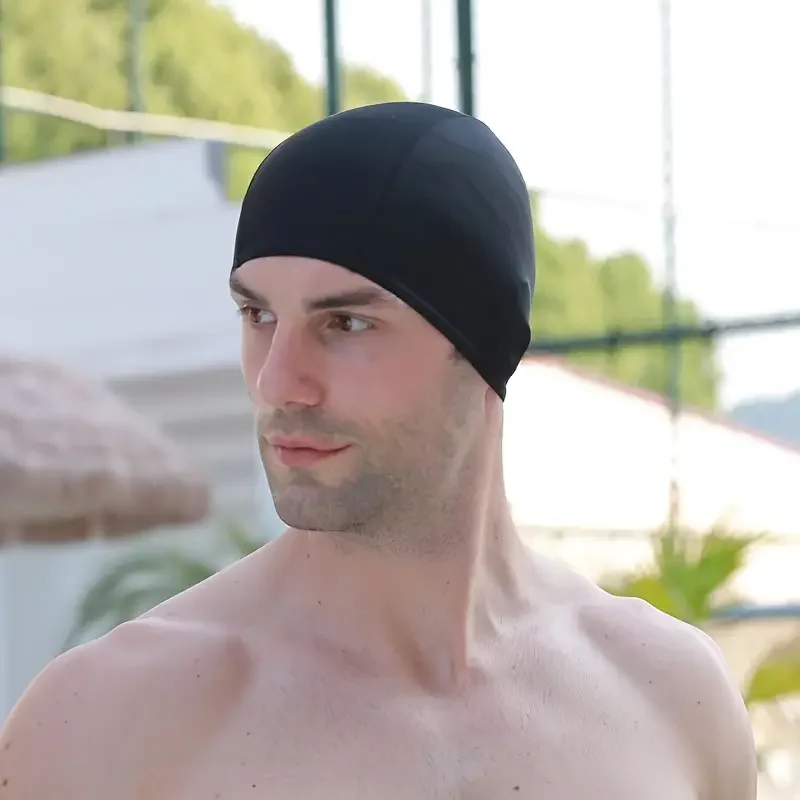 Bonnet de bain en nylon imperméable pour hommes et femmes, bonnets de bain élastiques, Yémen ez vos oreilles, essentiel pour l'entraînement de natation en famille, 1PC