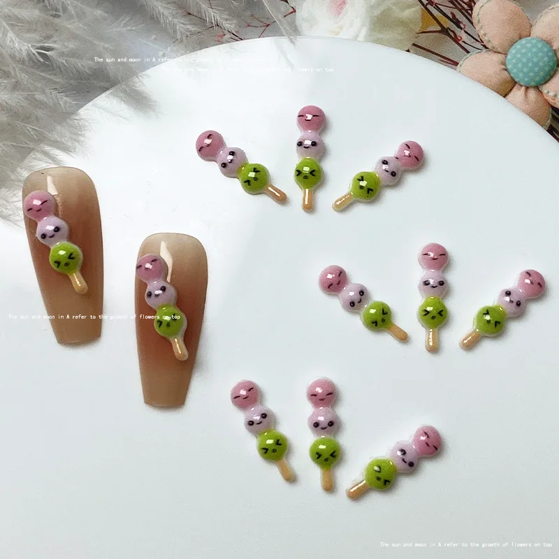 10pcs 3D Chinese Kawaii Resin Nail Art Charms Exquisite Candy Design Nail Rhinestones Decorations DIY Cartoon Accessories Parts