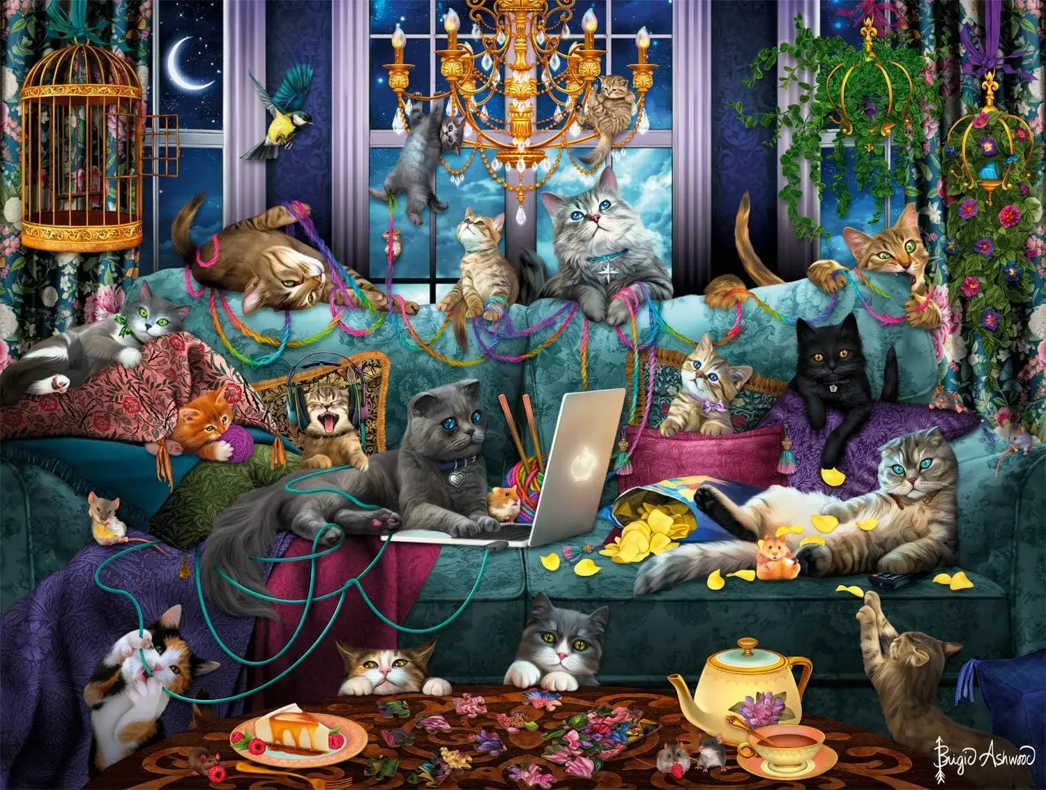 

Пазл Feline Sofa Invasion, 1000 шт., головоломка 75x50 см, игривые котята, декор для гостиной, подарки на день рождения