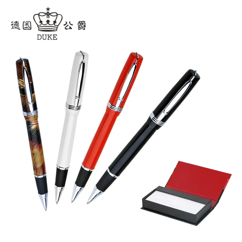 

Duke P06 Metal Red/Black/White Refillable Roller Ball Pen Silver Trim Professional Office Stationery Writing Tool W/Gift Box Set