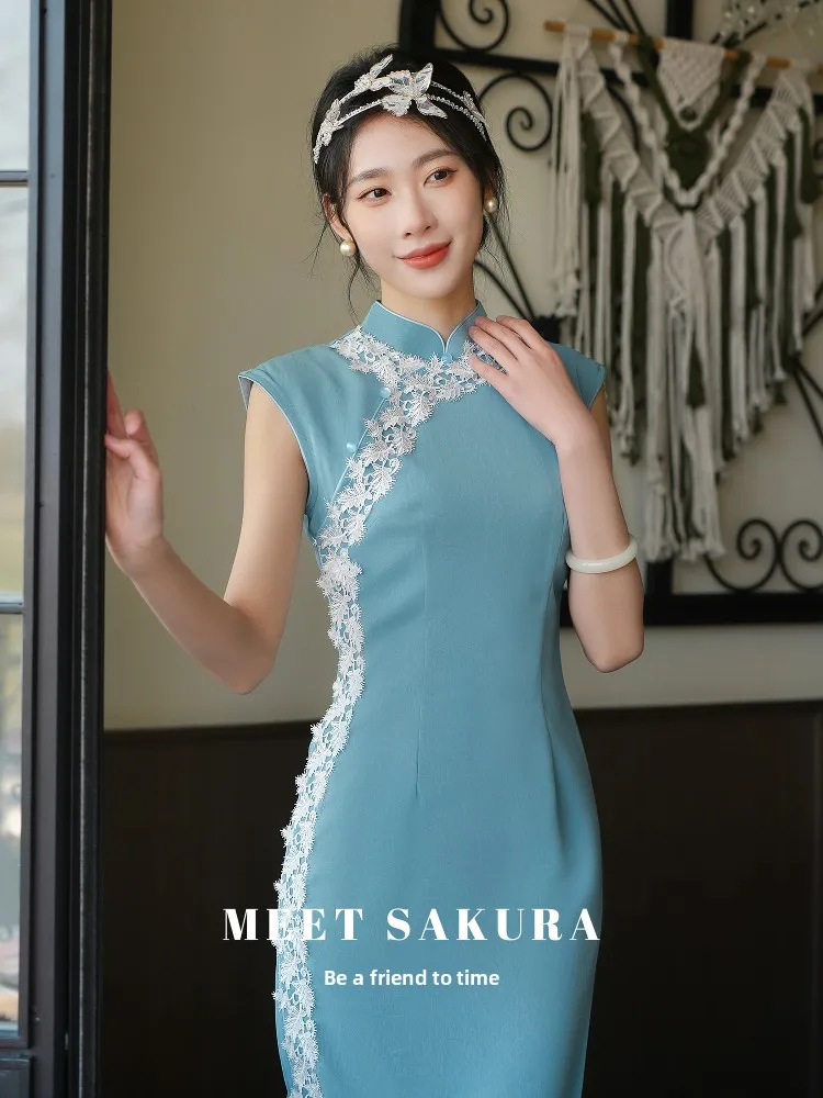 

Blue New Chinese Sle Svel Improved Women's Ele Daily Wear 2025 New High End Faionable Traditional Cos...