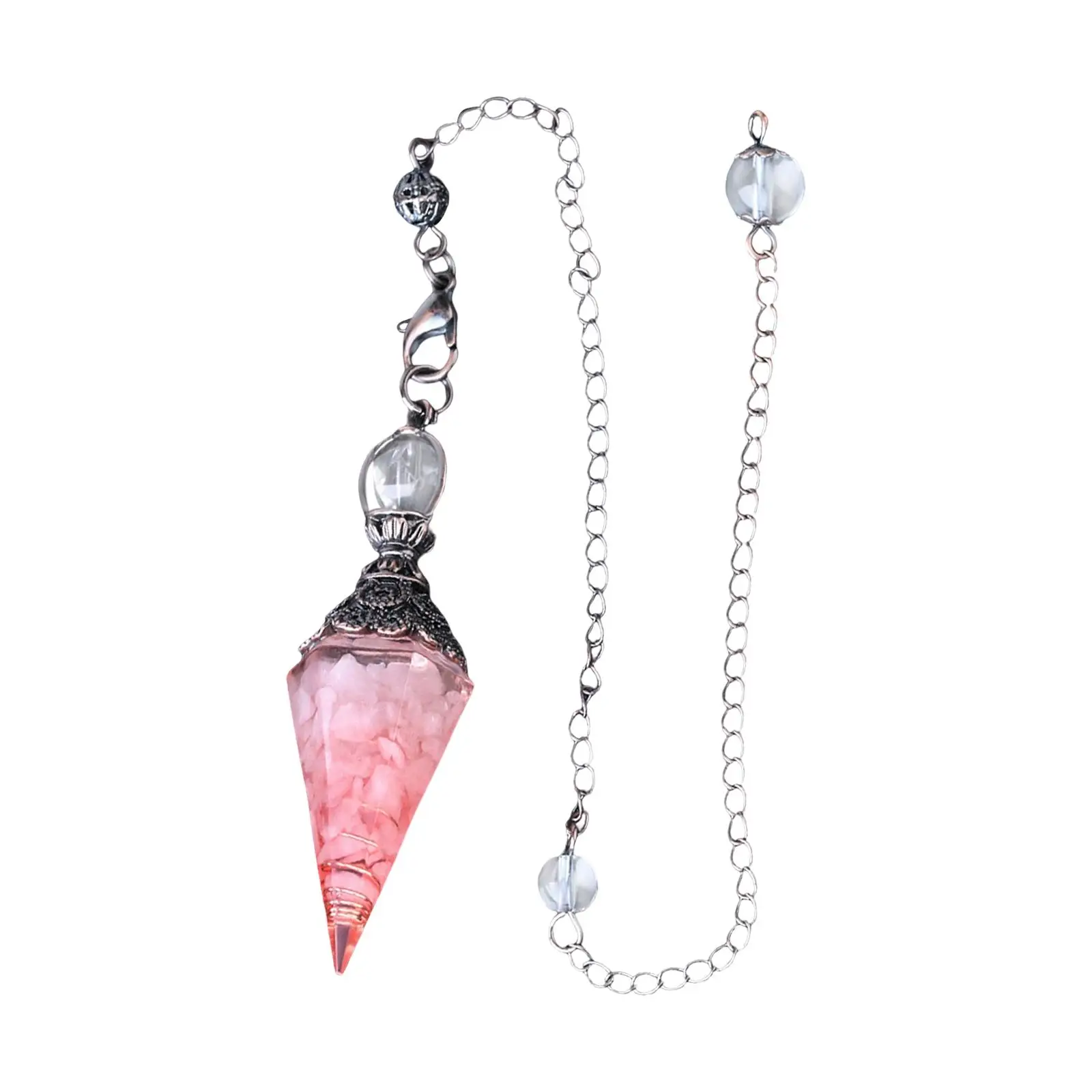 Hexagonal Crystal Pendulum Natural Stone Pendulums Energy Generator Reiki Necklace for Energy Balancing Divination Dowsing