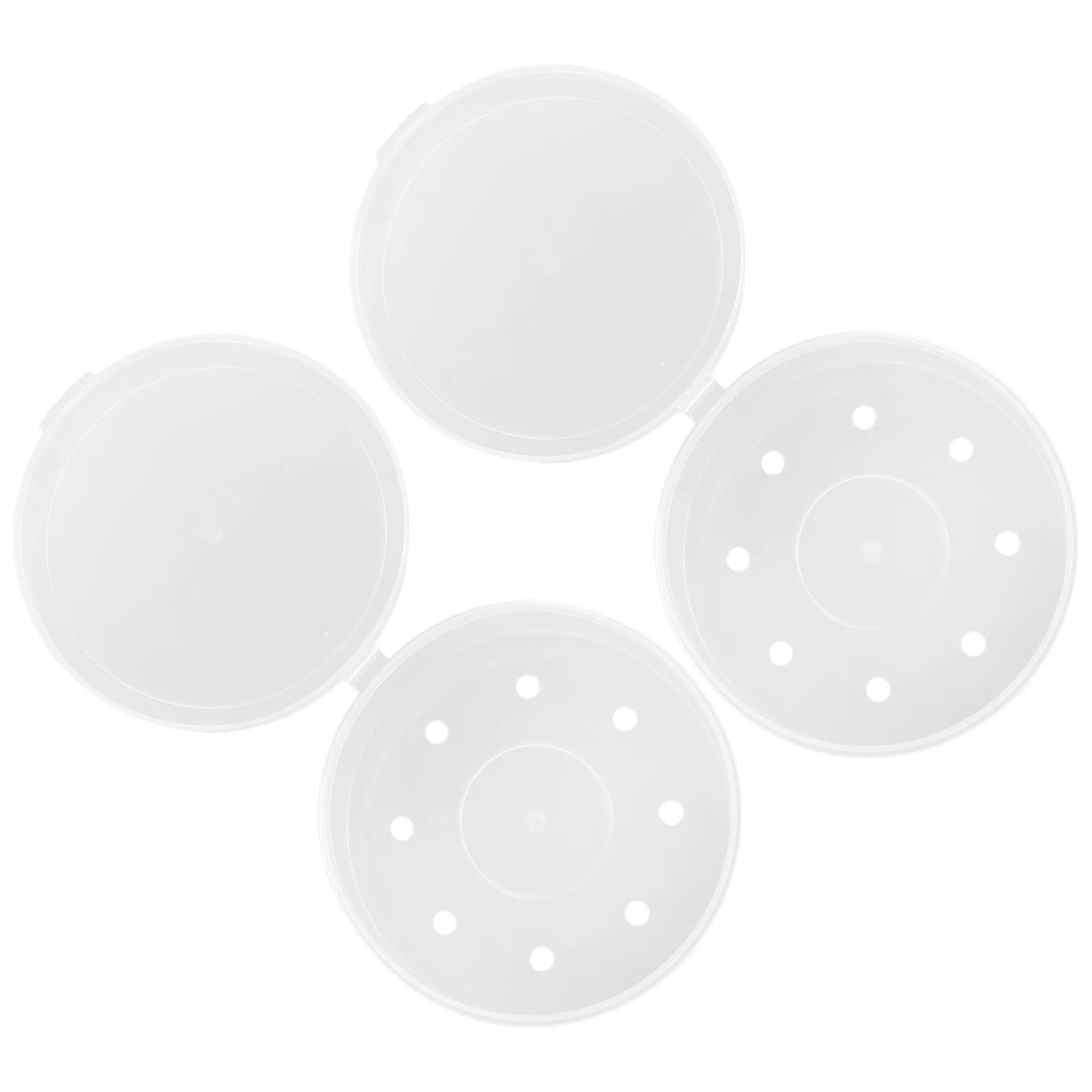 

2pcs Puff Storage Box Transparent Makeup Makeup Puff Case Sponge Holder Travel Case Round Plastic Accessories Salon