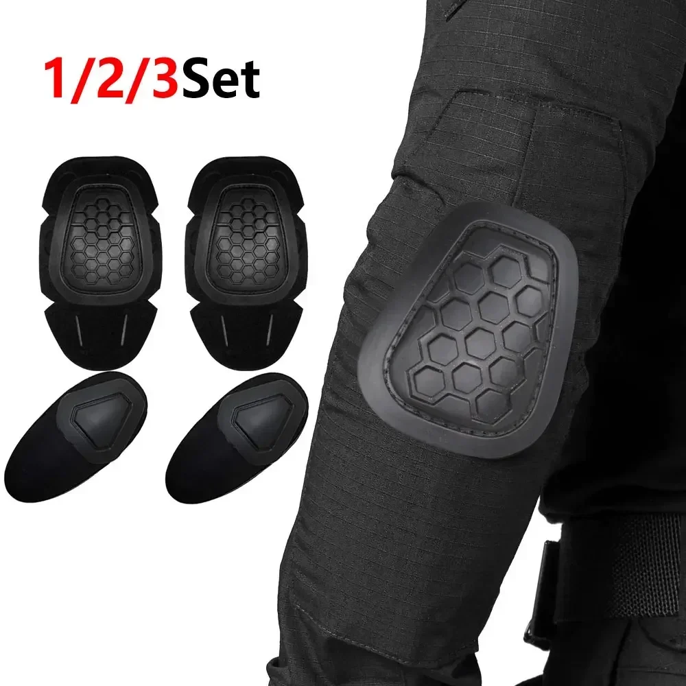 1/2/3Sets Tactical Knee & Elbow Pad Combo, Detachable Insert Style Protectors, Impact Resistant Guards for Paintball, Hunting
