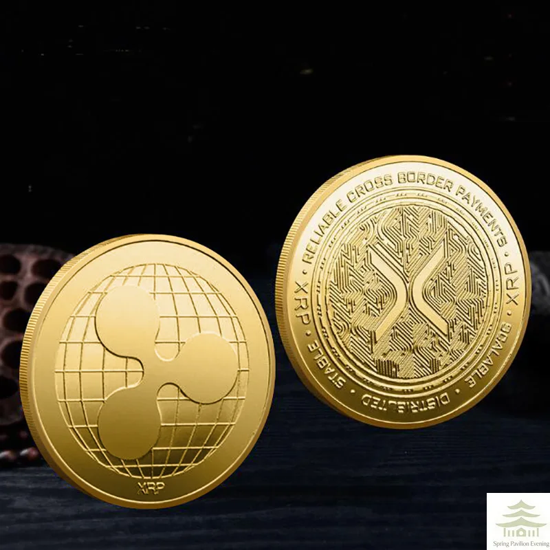 Ripple Coin XRP CRYPTO Commemorative Ripple XRP Collector's Coin New Gold Silver Plated Iron Art Collection