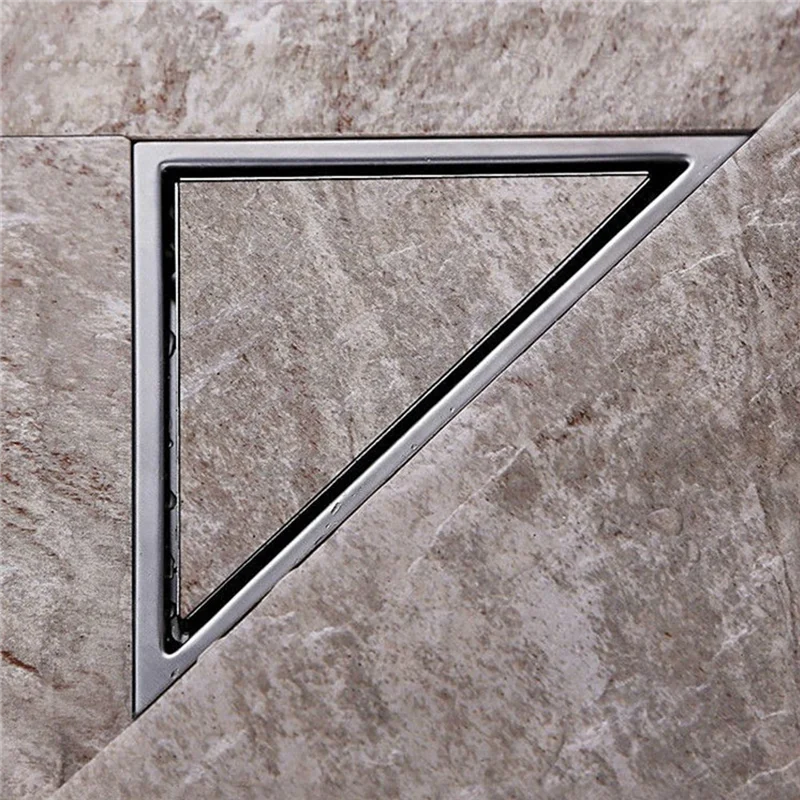 BAAJ-Waste Grates 304 Stainless Steel  Type Bathroom Floor Drain Tile Insert Drainer Cover Triangle Shower Drains