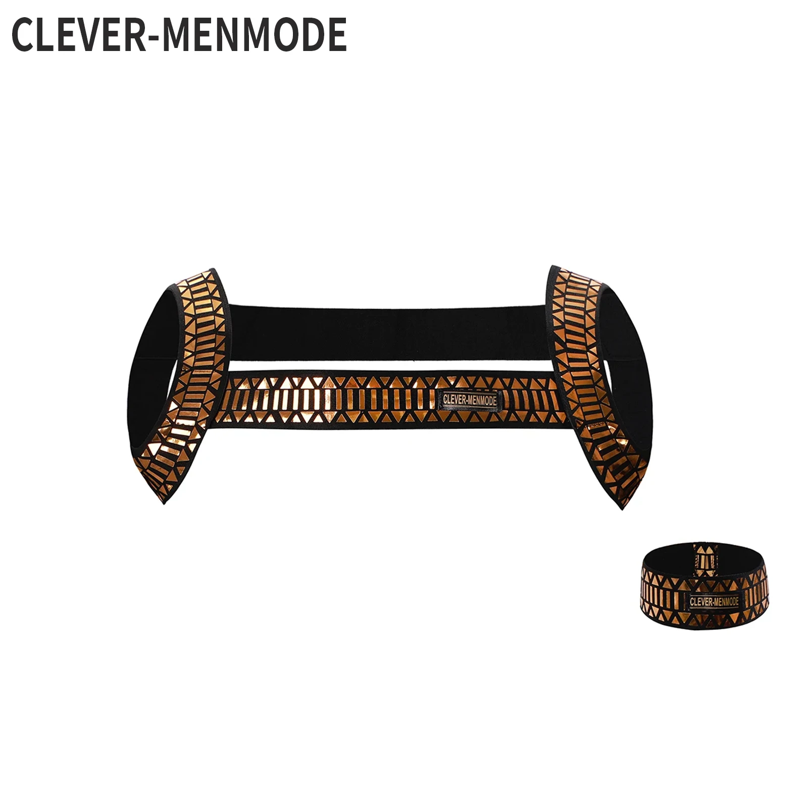 CLEVER-MENMODE Sexy Men Elastic Body Chest Harness Belts Shoulder Straps Bondage Lingerie Man Gold Camouflage Hollow Out Costume