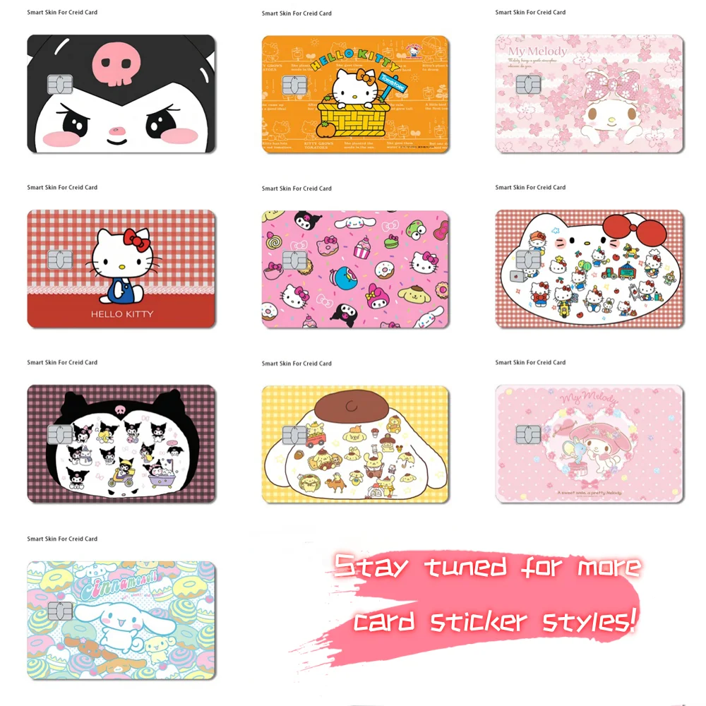 5/10pcs Saniro Random Card Stickers Hello Kitty Waterproof Matte Protective Decorative Film Stickers Fit For Debit Credit Card
