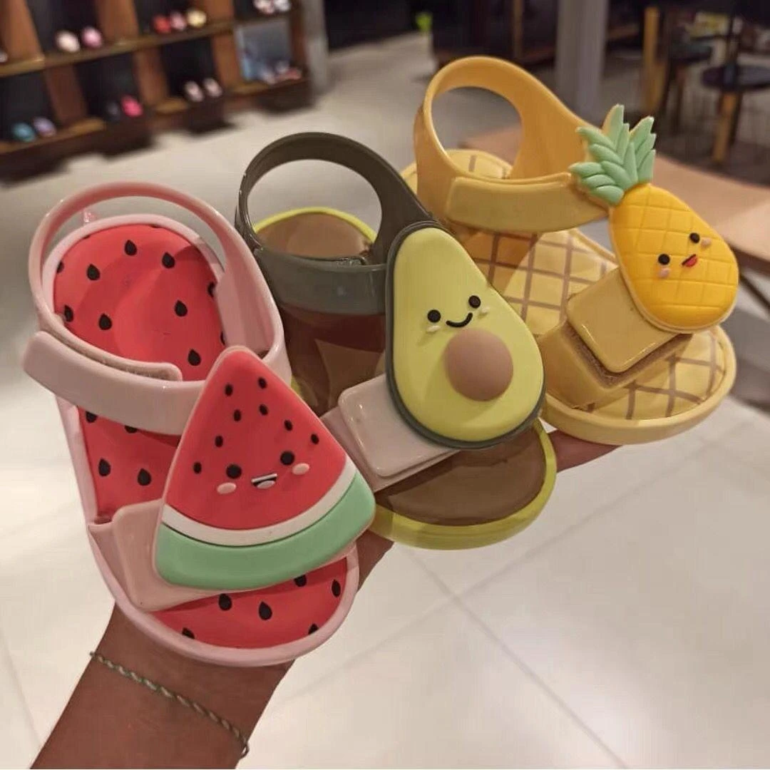 New Children\'s Sandals Summer Cute Girls Jelly Shoes Banana Orange Pineapple Fruit Soft Sole Open Toe Boys\' Beach Shoes