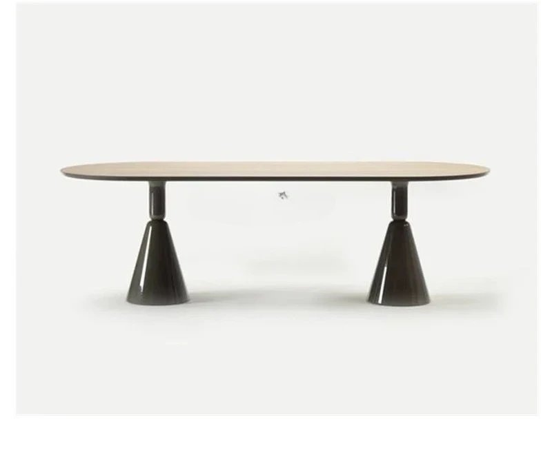 Обеденный стол и стулья из массива дерева, креативная личность, овальный длинный стол, простой деревянный журнал