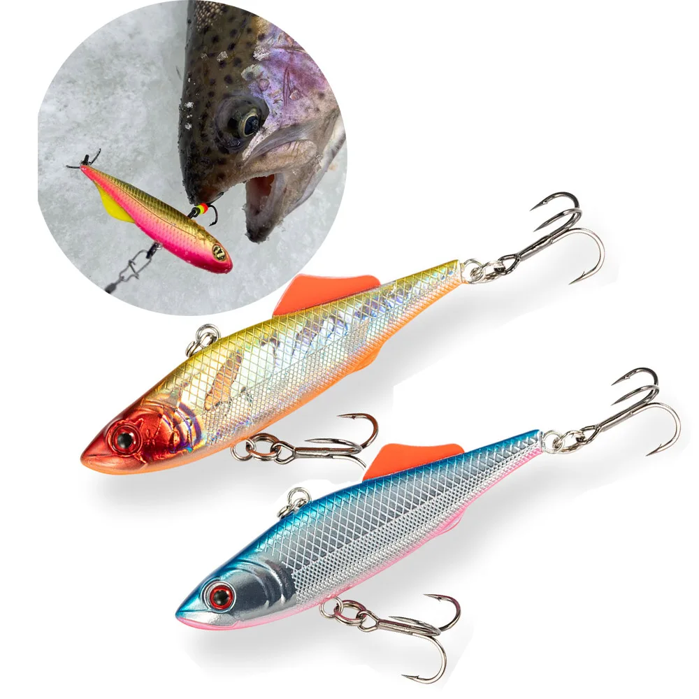 Plantilla de pesca de equilibrio de hielo de invierno, 6,5 cm, 14g, señuelos de hundimiento con vibración, Swimbait VIB, señuelo de pesca Wobbler para Lucio, salmón, kalikana