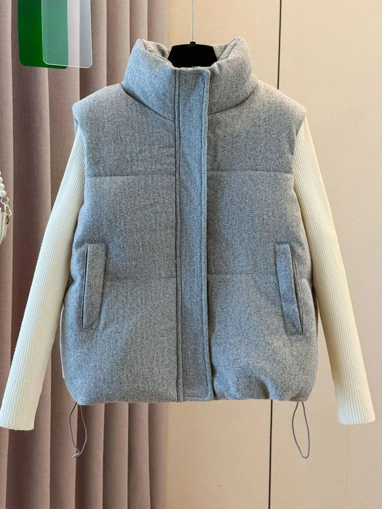 

2026 Autumn Winter Women Casual Loose Stand-up Collar Down Cotton Vest New Korean Version Thickened Solid Color Versatile Vest