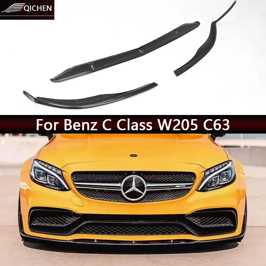 

For Mercedes Benz C Class W205 C63 Carbon Fiber Front lip Car Bumper Diffuser Front Chin Spoiler Car Accessories Body Kit