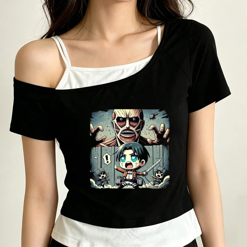 Attack on Titan cropped top shoujo cute cheap gothic korean fashion harajuku t-shirt y2k goth baddie streetwear
