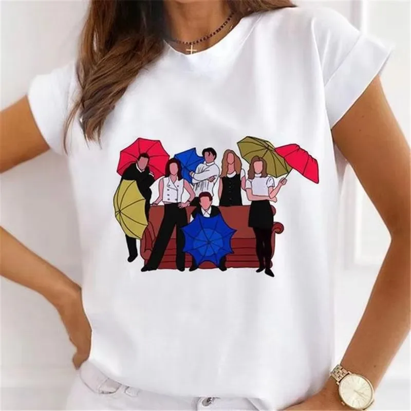 Women's O-neck Tops Sexy Lips Kiss White Tees Funny Summer Tshirts Female Soft T-shirts Butterfly Watercolor Graphic T Shirt
