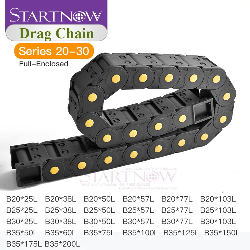 Startnow 20-35 Series Fully Enclosed Plastic Drag Chain Cable Carrier Towline for CNC Engraving Machine Wire Protection