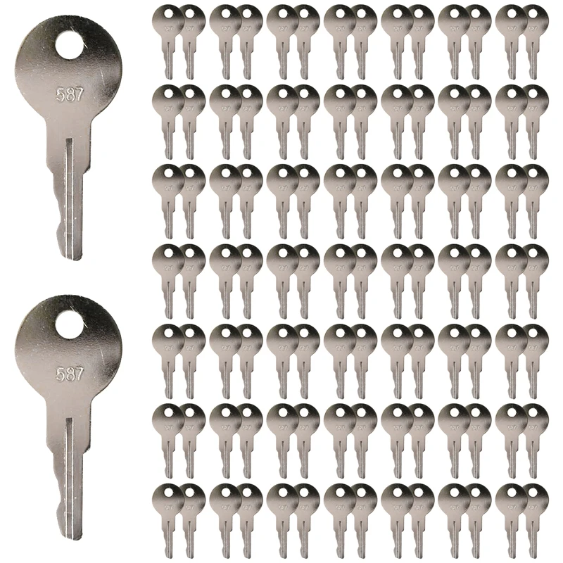 

100Pcs 587 Ignition Key 7012587 ELI80-0106 Compatible with JLG Industrial Construction Models