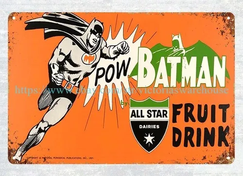 home accessories POW fruit drink metal tin sign
