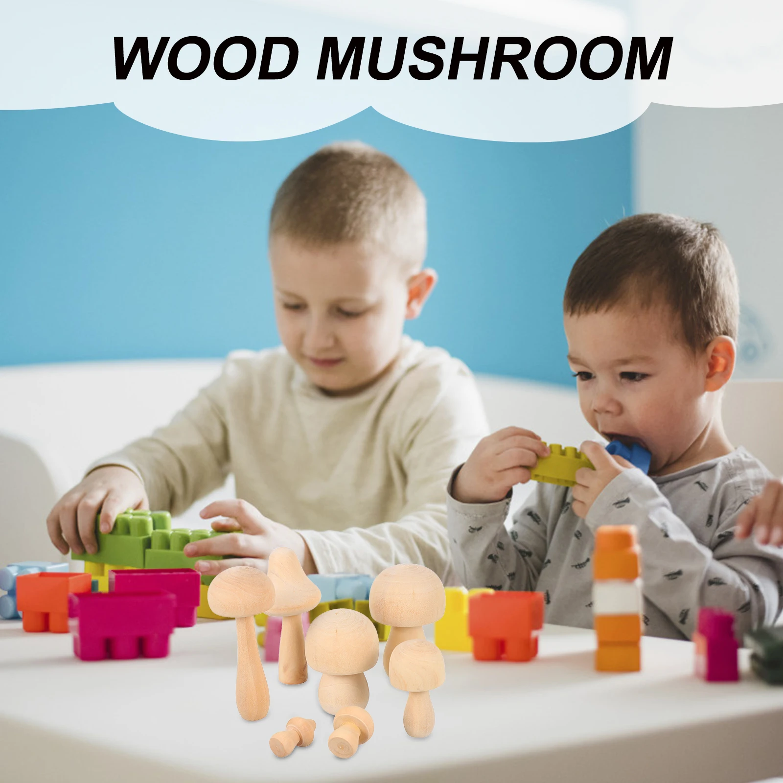 

7pcs Wood Mushroom Crafts Unfinished naments Natural DIY Decorations Kids Drawing Game Table Accessories Birthday Party