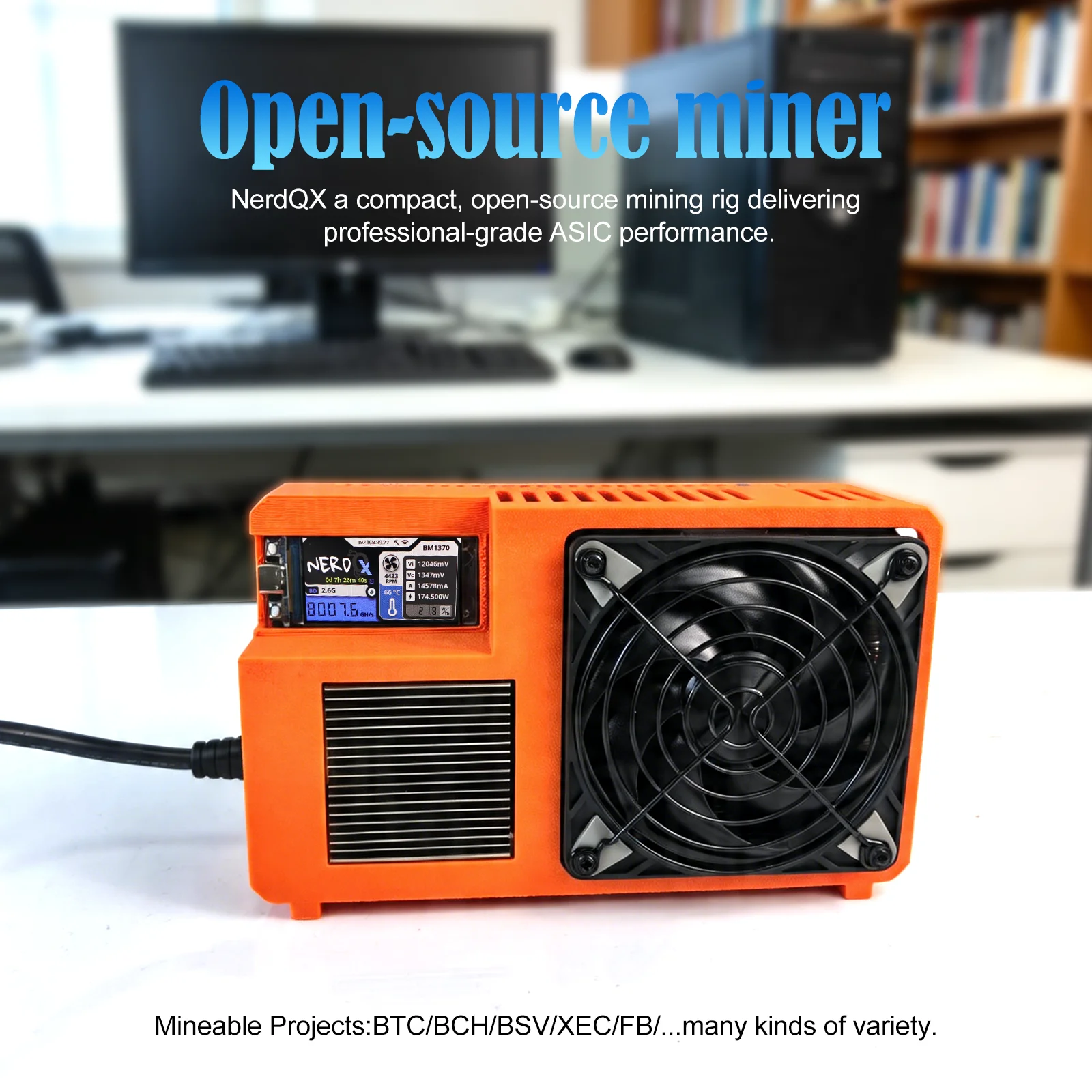 NerdQX 8TH/s Bitcoin Miner SHA256 ASIC BTC Solo Mining Machine Low Power WiFi Home Crypto Miner