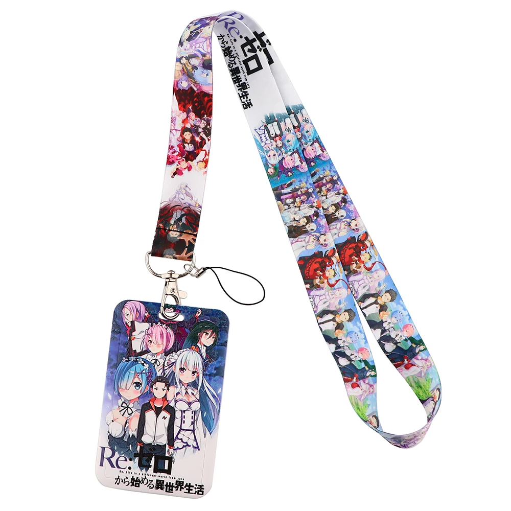 Japanese Anime Cute Lanyards Card Holder Reel Clip Cartoon Students IC ID Card Badge Holder keychain Fashion Accessories Gifts