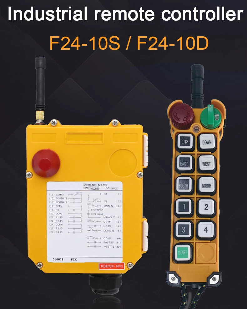 F24-10D(include 1 Transmitter And 1 Receiver)/10 Channels 2 Speed Hoist Crane Remote Control Wireless Remote Control