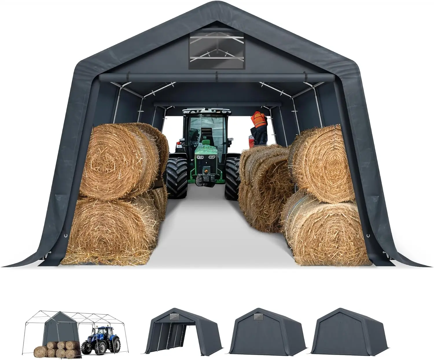 

13'X22'X9.6' Outdoor Portable Storage Shelter Shed Garage With Roll Up Zipper Doors & Vents Carport For Motorcycle