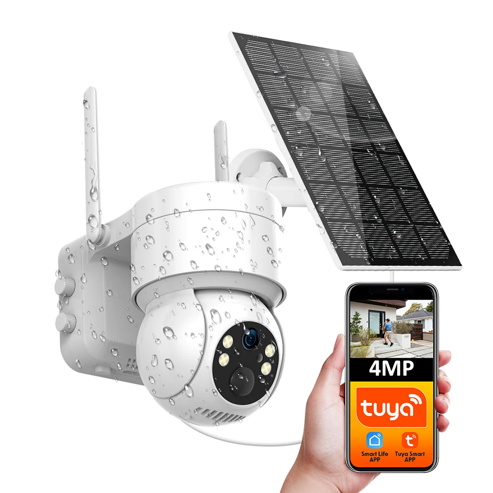 

2K 4MP Tuya Smart Life WiFi BLE аккумуляторная батарея солнечная уличная сирена прожектор PTZ PIR видеонаблюдение безопасность CCTV IP камера