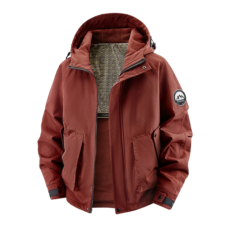 Men Workwear Cotton Coat New Winter Composite Polar Fleece Jacket Cold Proof Thermal Warm Casual Daily Thick Outerwear