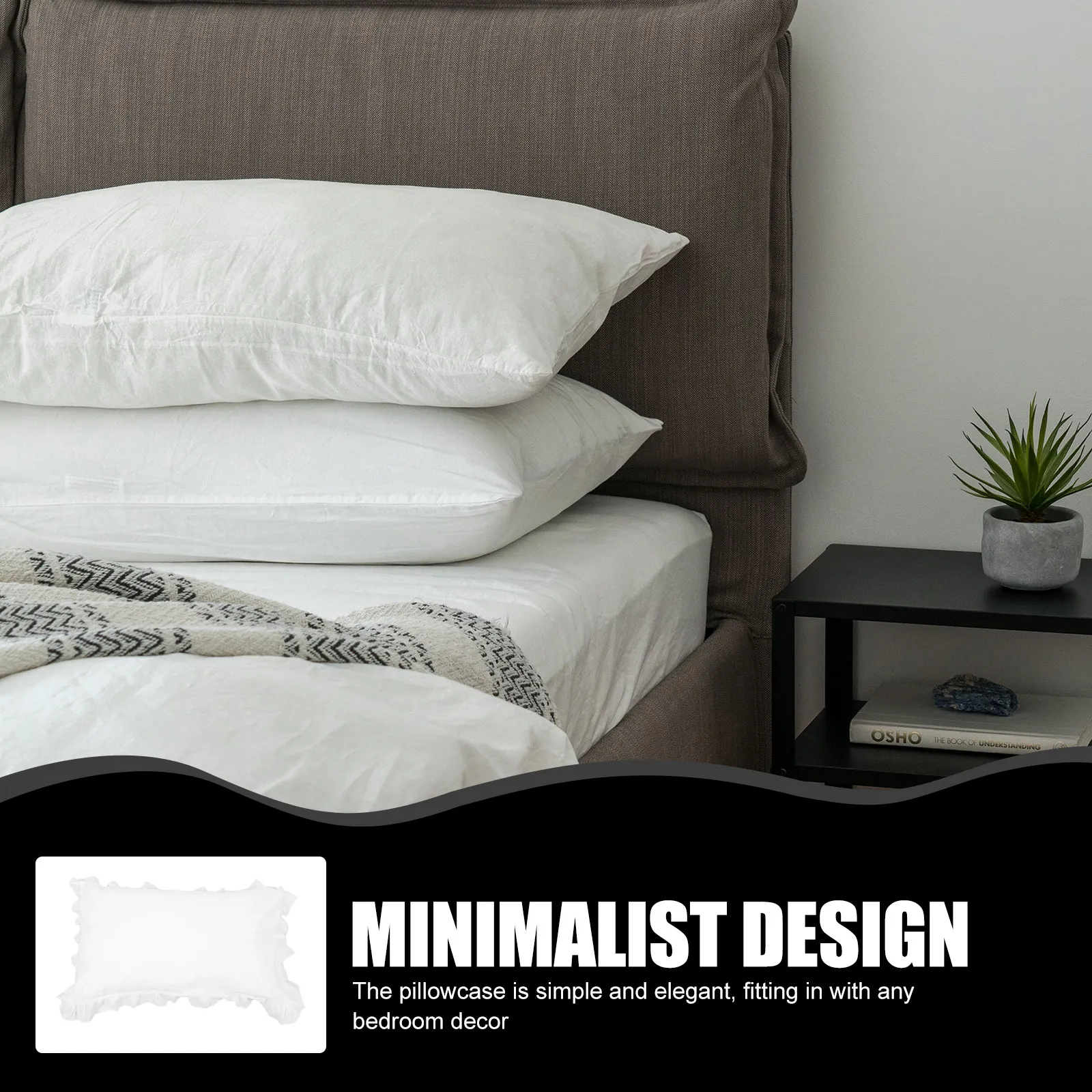 1Pair White Ruffled Pillowcase Cotton Pillow Covers Bedroom Cushion Cover Skin-Friendly Decorative Bedding Pillow Protector