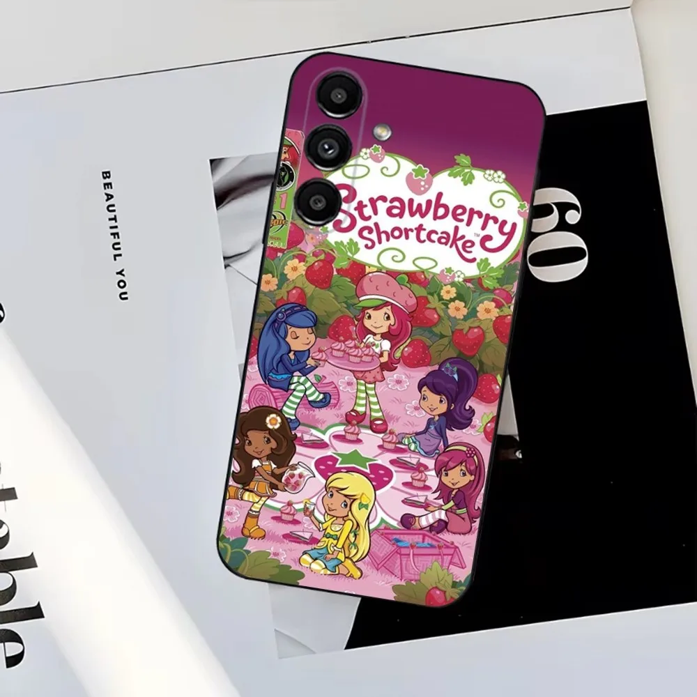 S-Strawberry Shortcake  Phone Case For Samsung S25,S24,S23,S22,S21,S20,S10,Ultra,Plus,Lite,FE,Soft Silicone Black Cover