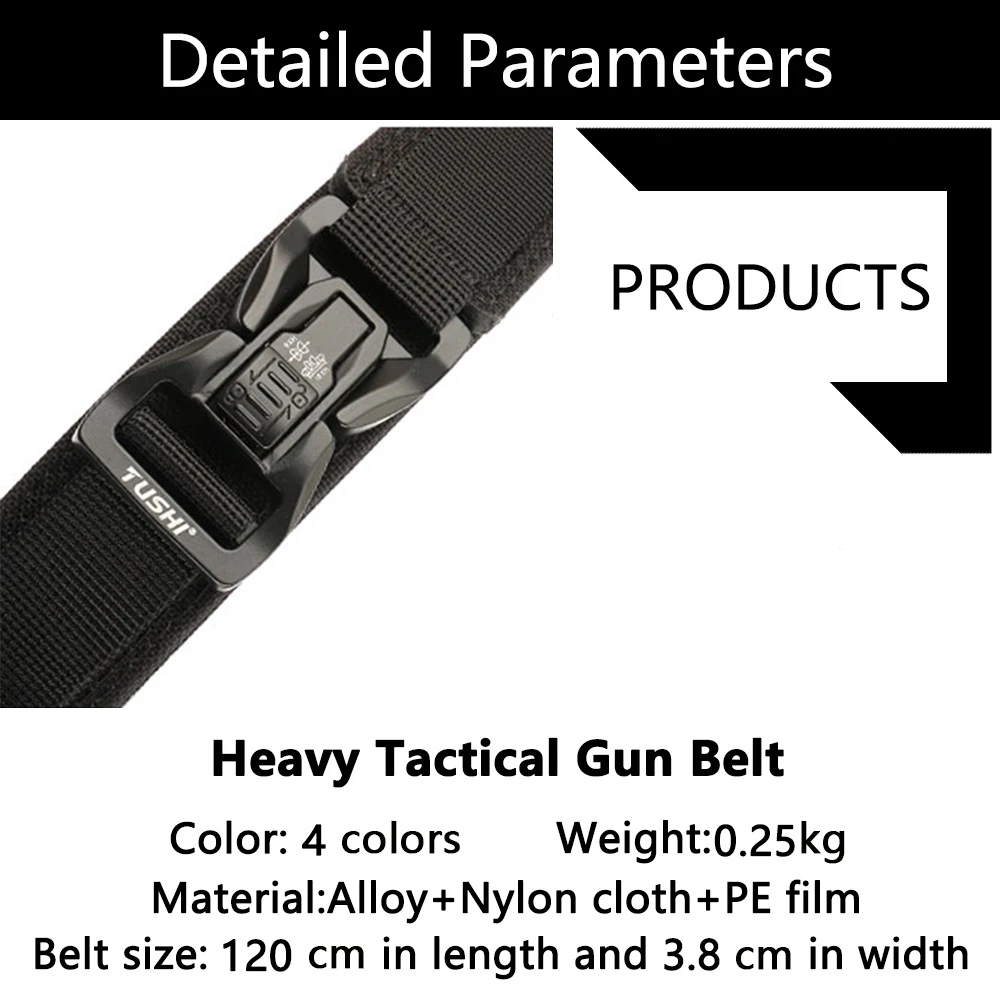 TUSHI Neuer Militärgürtel für Männer, stabiler Nylon-Metall-Automatikschnalle, Polizei-Gürtel, taktischer Outdoor-Gürtel, IPSC-Zubehör – Detail 12