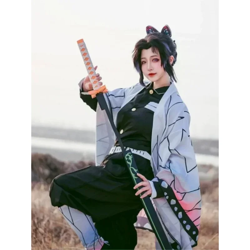 Kochou Shinobu 코스프레 의상 애니메이션 Shinobu 가발 하오리 유니폼 여성 어린이 할로윈 의류