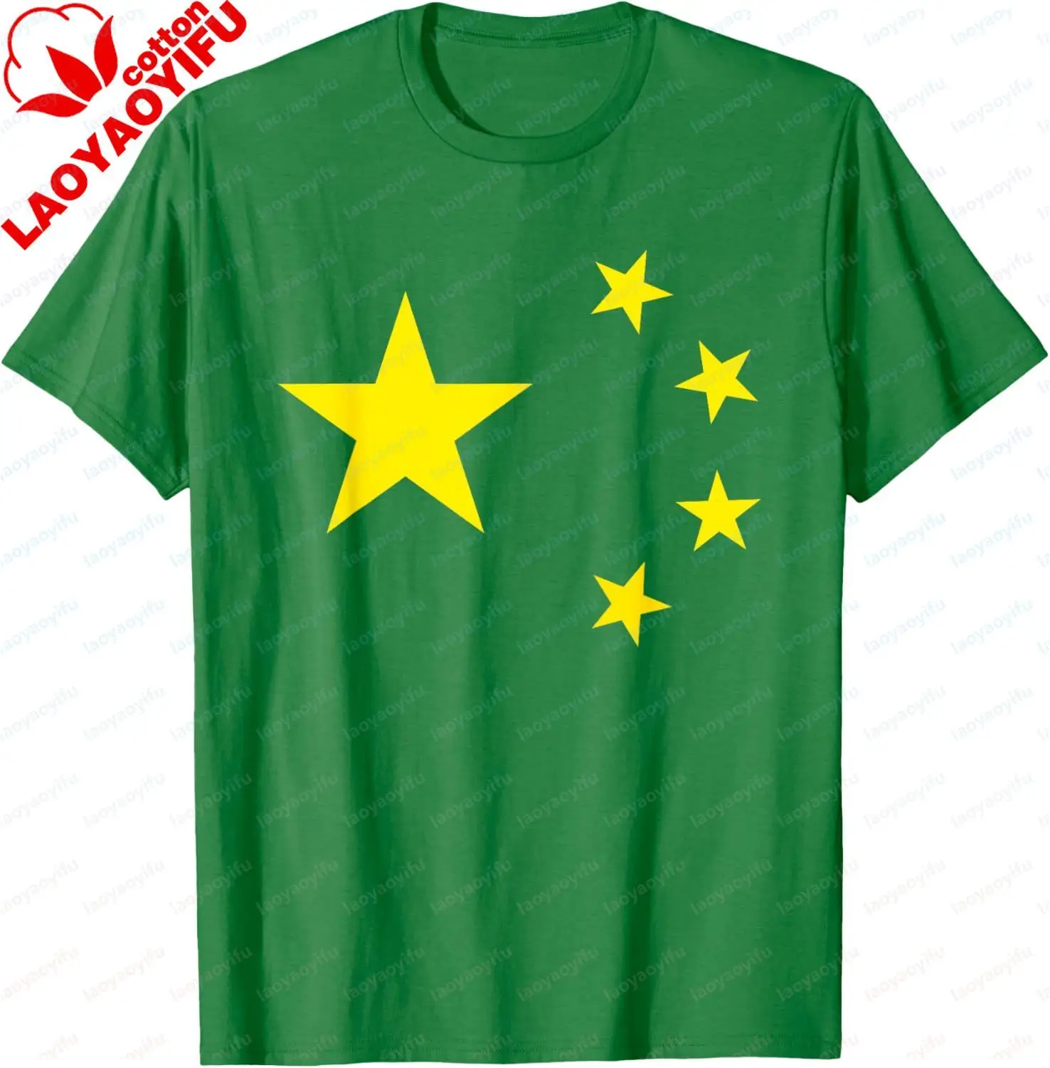 T-Shirt mit chinesischer Flagge und China-Sternen, T-Shirt für Herren und Damen, 100 % Baumwolle, kurzärmeliges Hemd, lässiges Grafik-T-Shirt, bedrucktes T-Shirt – Detail 5