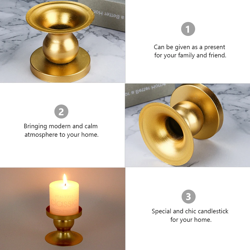 

1Pcs American Style Iron Holder Compact Sturdy Round Stand for Table Desktop Parlor Bar Decorative Candlestick