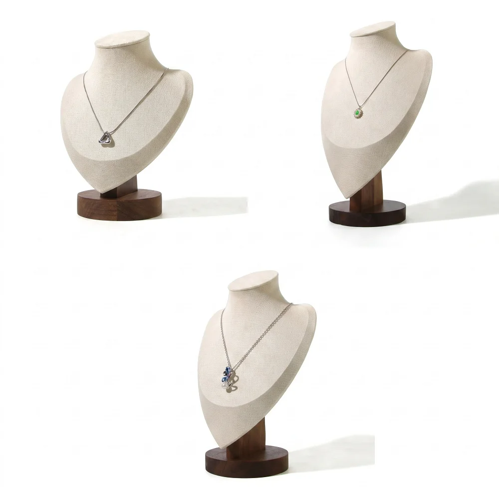 

Necklace Display Stand Jewelry Mannequin with Walnut Wood Base 3 Sizes Available for Pendant Chain Photography Retail Vanity