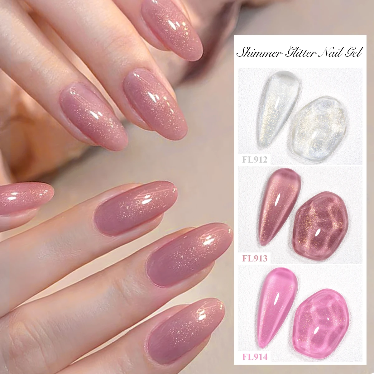 1/3pcs 10ml Shimmer Glitter Gel Nail Polish Pink White Glitter Semi Permanent Soak Off UV Gel Varnish Manicure Nail Supplies