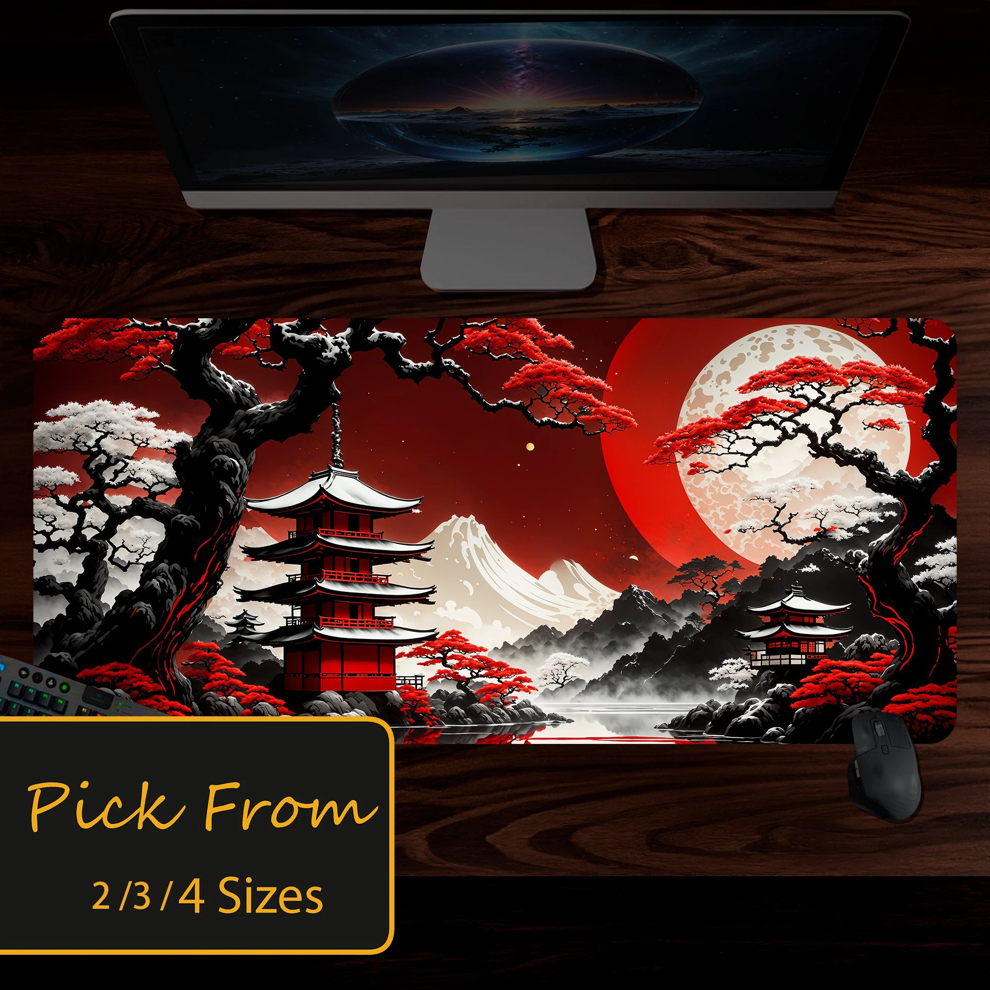 

Japan Desk Mat Red Mat Oriental Japanese Office Mouse Pad,Fantasy Mouse Mats,Gaming Mousepad XxL,Game Table Decor,Playmat Japan