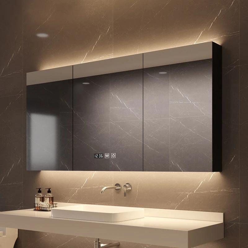 Intelligent separate bathroom cabinet wall-mounted space saving dressing mirror solid wood mobiletto bagno Home furniture